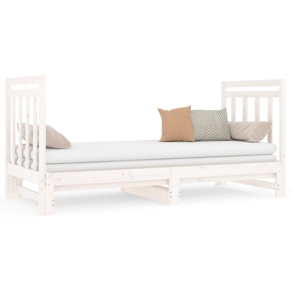 Vidaxl Rozkladacia denná posteľ biela 2x(90x190) cm borovicový masív