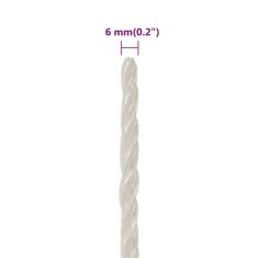 Vidaxl Pracovné lano biele 6 mm 50 m polypropylén