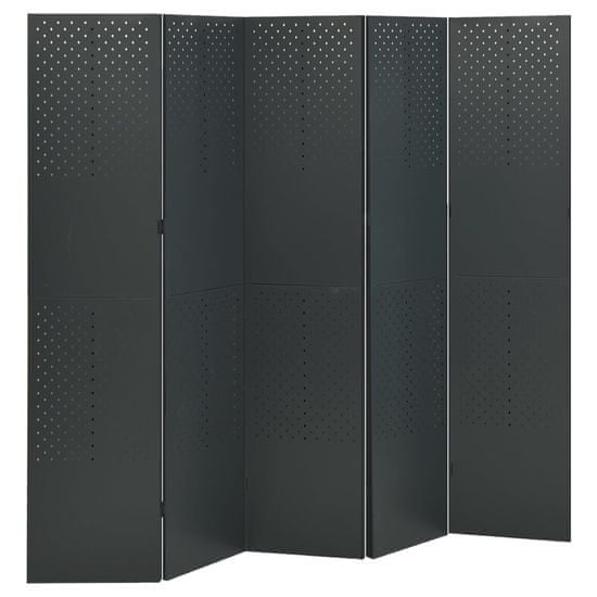 Vidaxl 5-panelové paravány 2 ks antracitové 200x180 cm oceľ