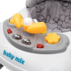 Baby Mix Detské chodítko s volantom a silikónovými kolieskami tmavo sivý