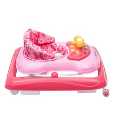 Baby Mix Detské chodítko s volantom a silikónovými kolieskami ružové