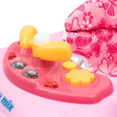 Baby Mix Detské chodítko Baby Mix s volantom a silikónovými kolieskami ružové 