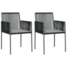 Vidaxl Záhradné stoličky a vankúše 2ks čierne 54x60,5x83,5cm polyratan
