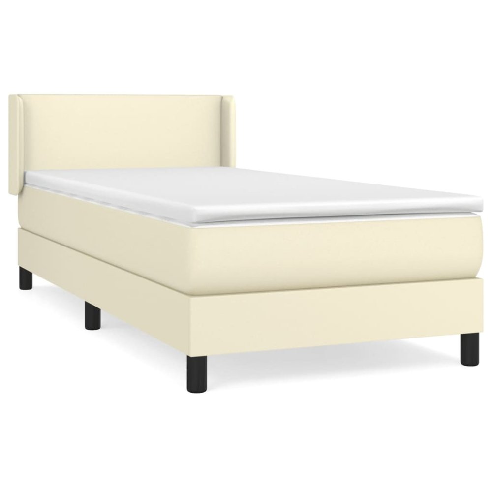 Vidaxl Boxspring posteľ s matracom krémová 90x200 cm umelá koža