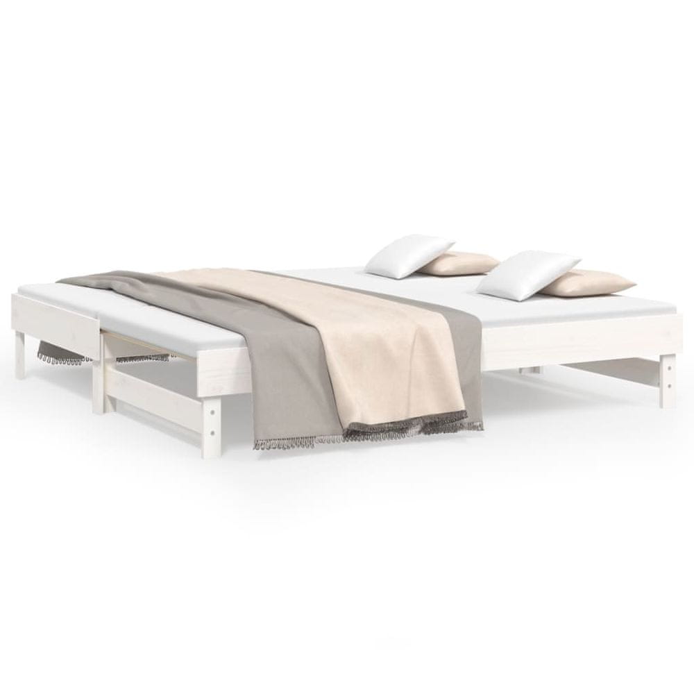 Vidaxl Rozkladacia denná posteľ biela 2x(75x190) cm borovicový masív