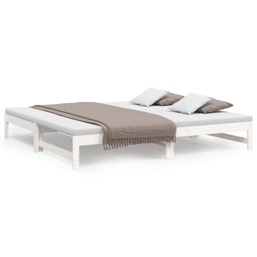 Vidaxl Rozkladacia denná posteľ biela 2x(100x200) cm borovicový masív
