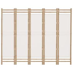 Vidaxl Skladací 5-panelový paraván 200 cm bambus a plátno