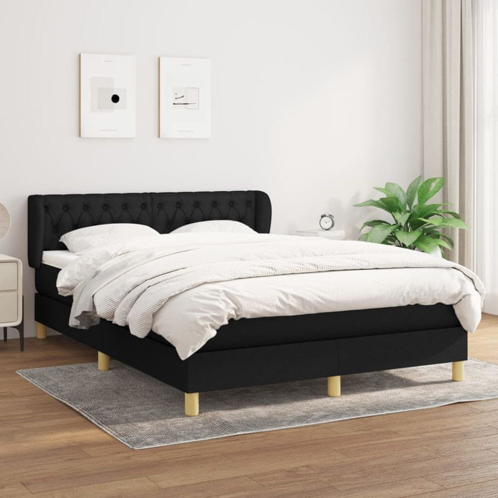 Vidaxl Boxspring posteľ s matracom čierny 140x190 cm látka
