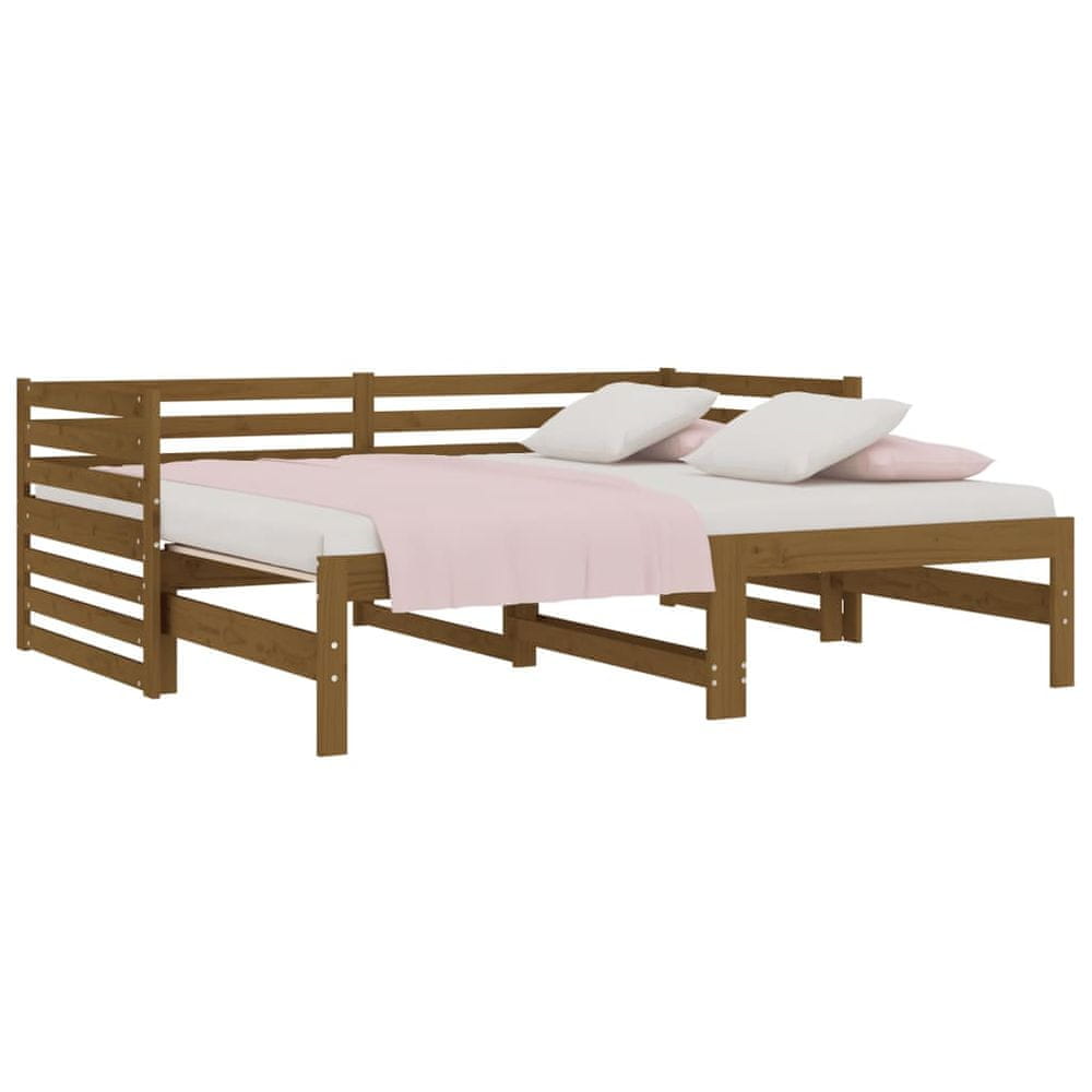 Vidaxl Rozkladacia denná posteľ medová 2x(80x200) cm borovicový masív