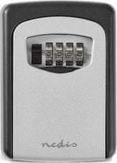 Nedis trezor na klíče/ kombinace Dial Lock/ 2 klíče/ vnitřní a venkovní/ hliník/ černo-šedý