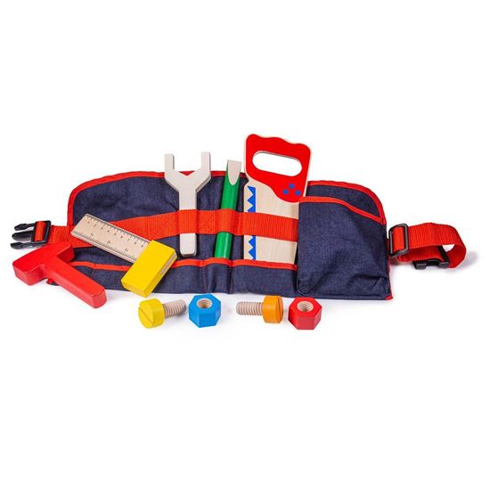 Bigjigs Toys Bigjigs hračky drevené nástroje na červenom páse