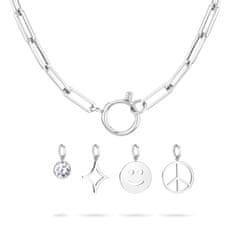 Tamaris Výrazný oceľový náhrdelník s príveskami TJ-0420-N-40