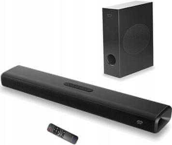 Bluetooth bezdrôtový soundbar mozos theater skvelý zvuk aux in vstup usb port optický vstup moderný design