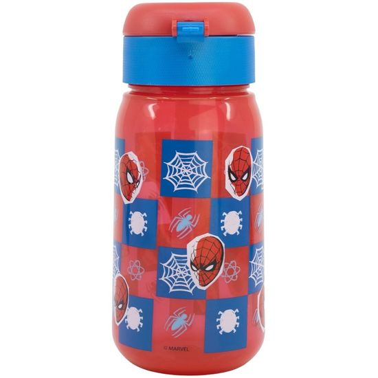 Stor Plastová fľaša na pitie so slamkou a viečkom Spiderman