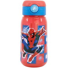 Stor Plastová fľaša na pitie so slamkou a viečkom Spiderman