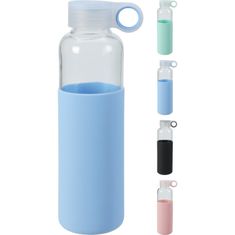 EXCELLENT Fľaša na nápoje sklenená s obalom 550 ml modrá
