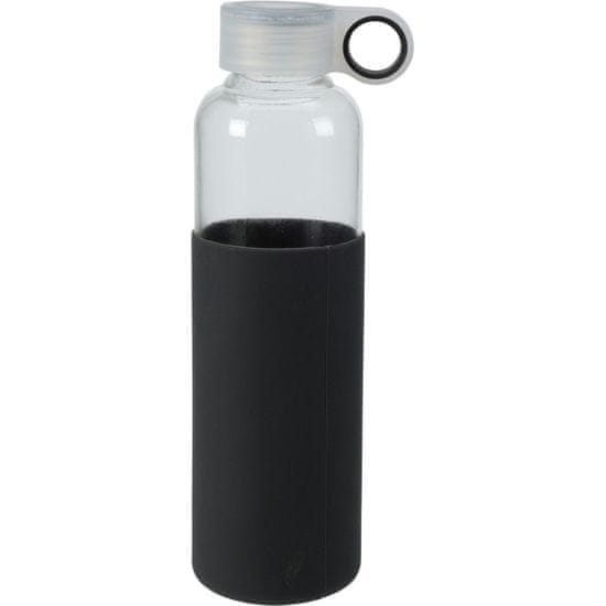 EXCELLENT Fľaša na nápoje sklenená s obalom 550 ml čierna