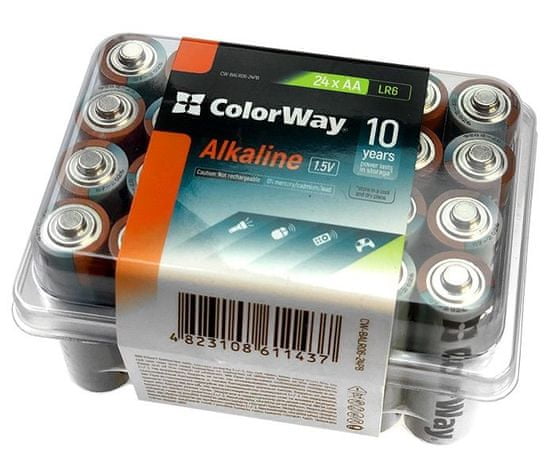 ColorWay alkalická batéria AA/ 1.5V/ 24ks v balení/ Plastový box