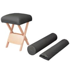 Vidaxl Skladacia masérska stolička, 12 cm sedadlo, 2 podložky, čierna
