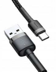 BASEUS Dátový kábel Cafule USB-C 1m 3A sivo-čierny (CATKLF-BG1)
