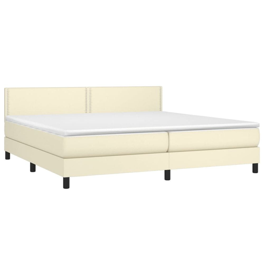 Vidaxl Boxspring posteľ s matracom a LED krémová 200x200 cm umelá koža