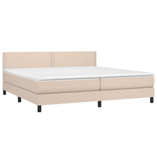 Vidaxl Boxspring posteľ matrac a LED kapučínová 200x200 cm umelá koža