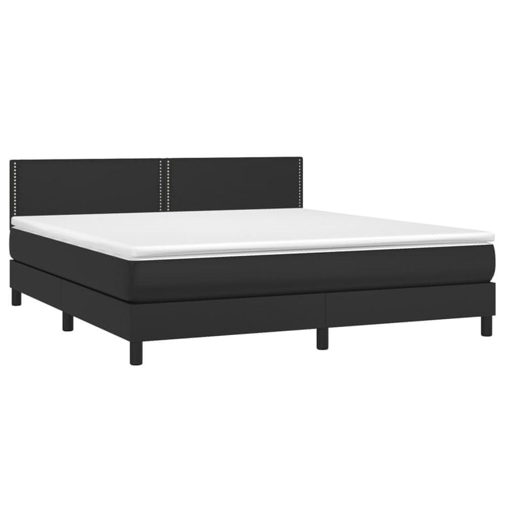 Vidaxl Boxspring posteľ s matracom čierna 180x200 cm umelá koža