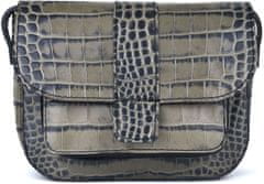 VegaLM Malá kožená kabelka crossbody s dezénom krokodíla v šedej farbe