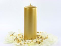 PartyDeco Valcové sviečky zlaté metalické 15x6cm 6ks