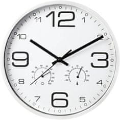 SEGNALE Nástenné hodiny s teplomerom a vlhkomerom 30 cm biely rám