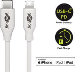Goobay Lightning - USB-C, nabíjací a synchronizačný kábel, 1m, biely - MFi kábel pre Apple iPhone/iPad, biely; 39425