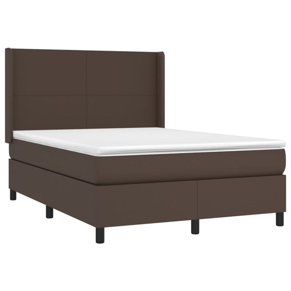 Vidaxl Boxspring posteľ s matracom a LED hnedá 140x200 cm umelá koža