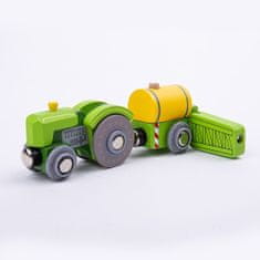 Bigjigs Rail Bigjigs Drevené vláčiky Traktor s vlečkou zelený