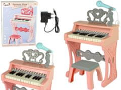 Lean-toys Elektrické ružové organové klavíry so stoličkou 25 klávesov