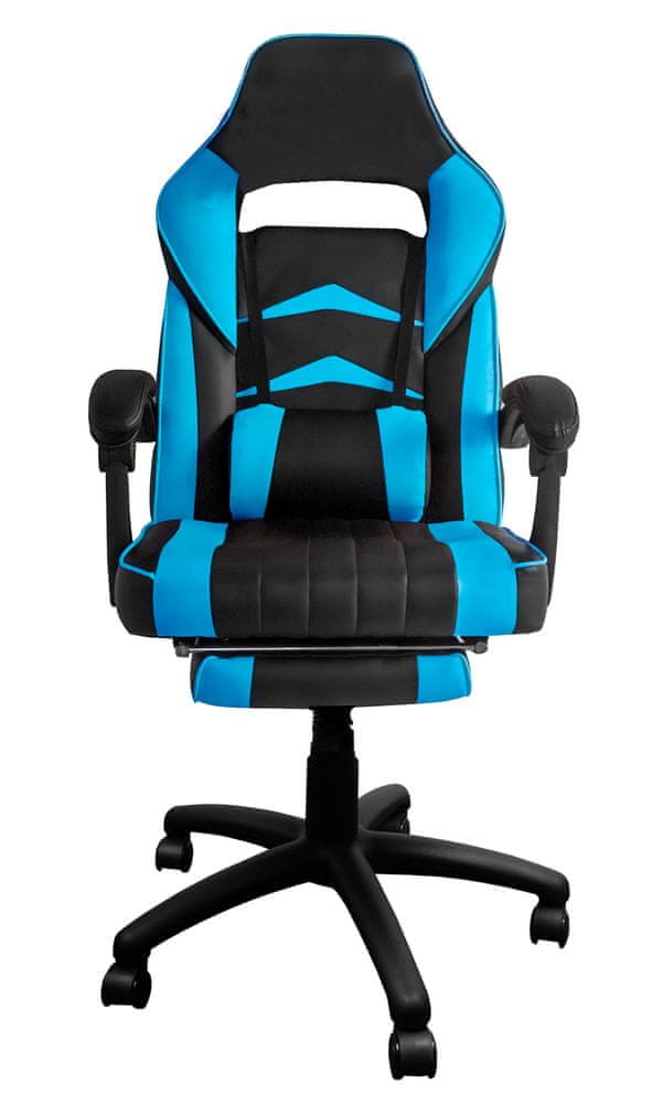 Aga Kancelárska stolička Čierno - Svetlo modrá s opierkou pre nohy