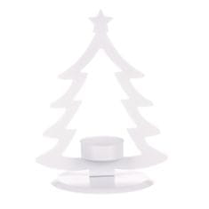 Autronic Svietnik kovový v tvare stromčeka, na čajovú sviečku, matná biela. CP151094-BILA