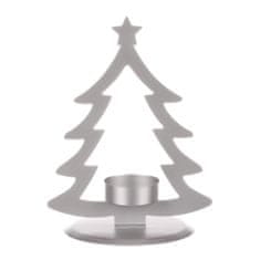 Autronic Svietnik kovový v tvare stromčeka, na čajovú sviečku, matná strieborná. CP151094-STRIBRNA