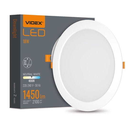 VIDEX Bodové svietidlo, biele, 18 W, Downlight Fixture, Videx | DLBR-184