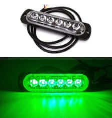 motoLEDy Stroboskopické obrysové svetlo 6 LED 12V-24V, zelené