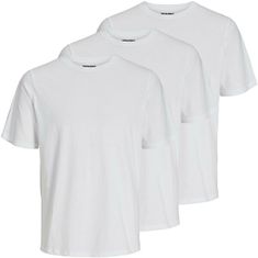 Jack&Jones 3 PACK - pánske tričko JACUNDER Stan dard Fit 12248076 White (Veľkosť XXL)