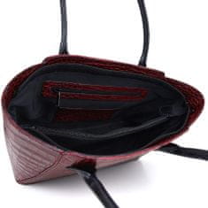 VegaLM Elegantná kabelka z pravej hovädzej kože s dezénom krokodíla v bordovej farbe