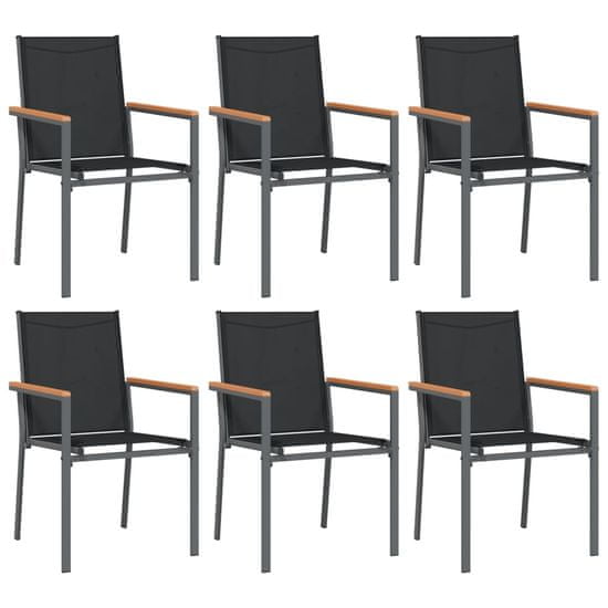 Vidaxl Záhradné stoličky 6 ks čierne 55x61,5x90 cm textilén a oceľ