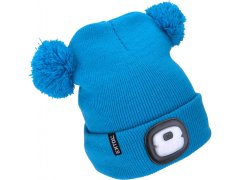 Extol Light čiapka s čelovkou 4x25lm, USB nabíjanie, modrá s brmbolcami, detská