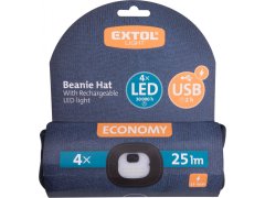 Extol Light čiapka s čelovkou 4x25lm, USB nabíjanie, tmavomodrá, ECONOMY, univerzálna veľkosť
