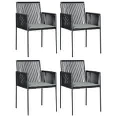 Vidaxl Záhradné stoličky a vankúše 4ks čierne 54x60,5x83,5cm polyratan