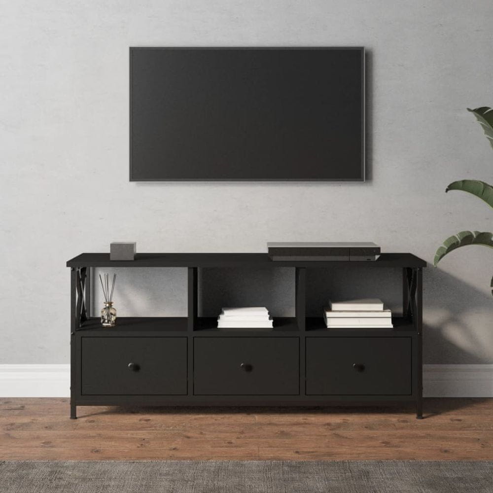 Vidaxl TV skrinka čierna 102x33x45 cm spracované drevo a železo