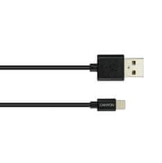 Canyon nabíjací kábel Lightning MFI-1, kompaktný, Apple certifikát, dĺžka 1m, čierna