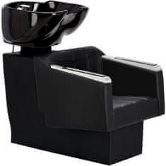 Enzo Pikos Černý set černého myčky a 2x hydraulické otočné křeslo s podnožkou do kadeřnického salonu pohyblivá umyvadlo keramická mísa baterie sprchy