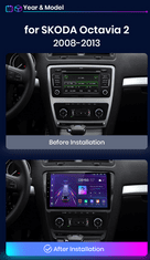 Awesafe APPLE CARPLAY ANDROID AUTO 2GB autorádio Škoda Octavia 2 A5 2008-2013 s WIFI, GPS NAVIGÁCIOU, KAMEROU, Android rádio Škoda Octavia 2 A5 2008-2013 s GPS navigáciou, WIFI, Bluetooth Handsfree, USB
