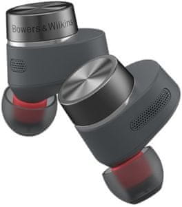 špičkové špuntové slúchadlá bowers & Wilkins PI5 s2 bluetooth aptx kodek plný a silný zvuk systém dvoch meničov batérie Liion s výdržou 5 h na nabitie funkcie rýchlonabíjanie 15 min handsfree volanie mikrofón pohodlná ľahká anc technológia